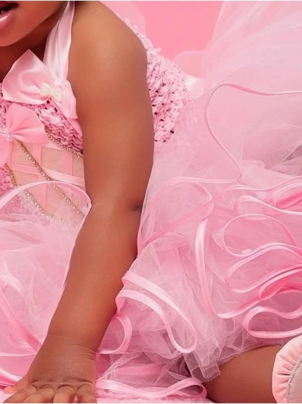 Pink Ruffled Tutu Dress-Up Set with Bow Detail